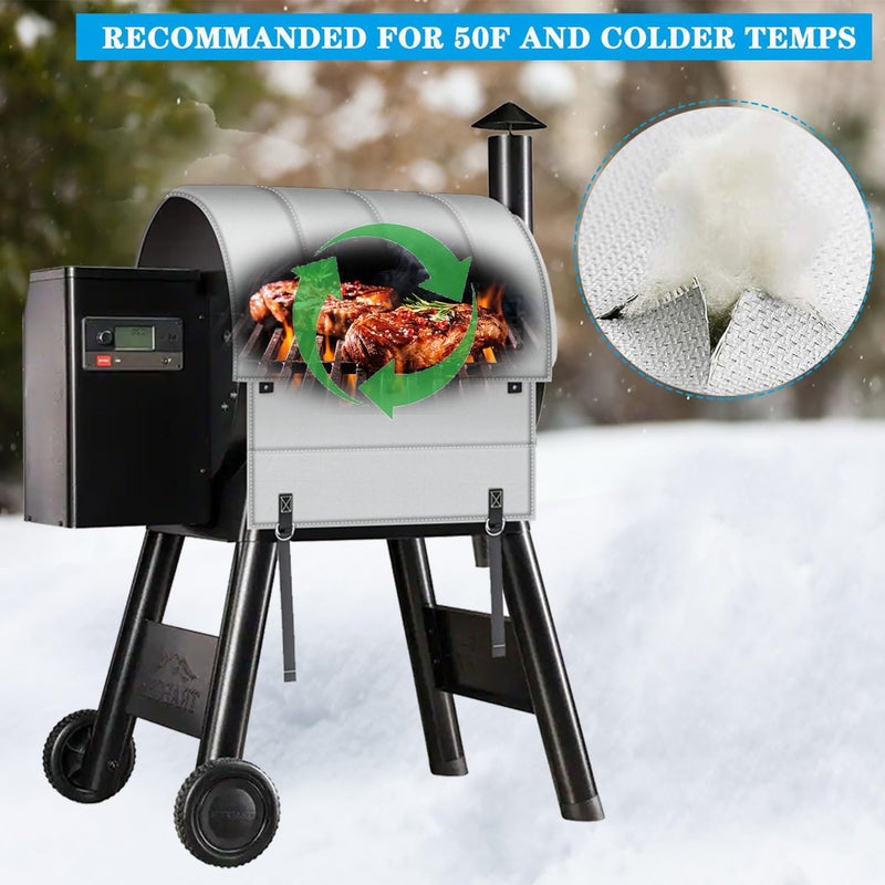 FORYEYC Grill Thermal Insulation Blanket for Traeger Pro 575, Pro 22 Series, Pro 20 Traeger BAC344 and Lil' Tex Elite Insulated Blanket, BAC626 Wood Pellet Smoker Blanket Save Heat for Winter Cooking Cover - Image 4